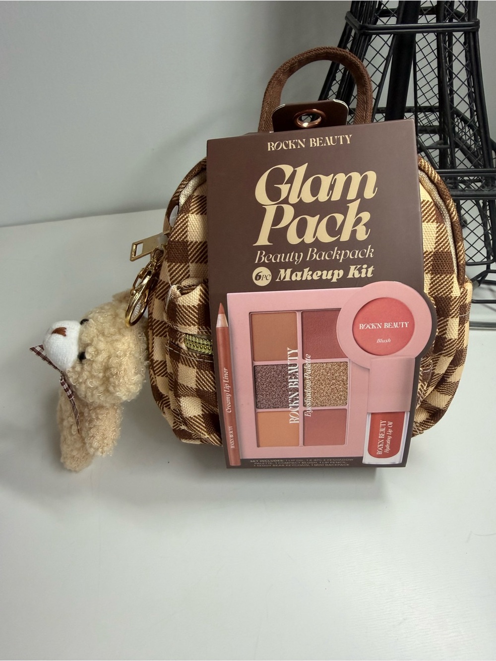Mini backpack plaid Glam Pack Makeup Kit